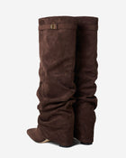 Marielle | Dark Brown Slouchy Suede Knee High Boots