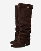 Marielle | Dark Brown Slouchy Suede Knee High Boots