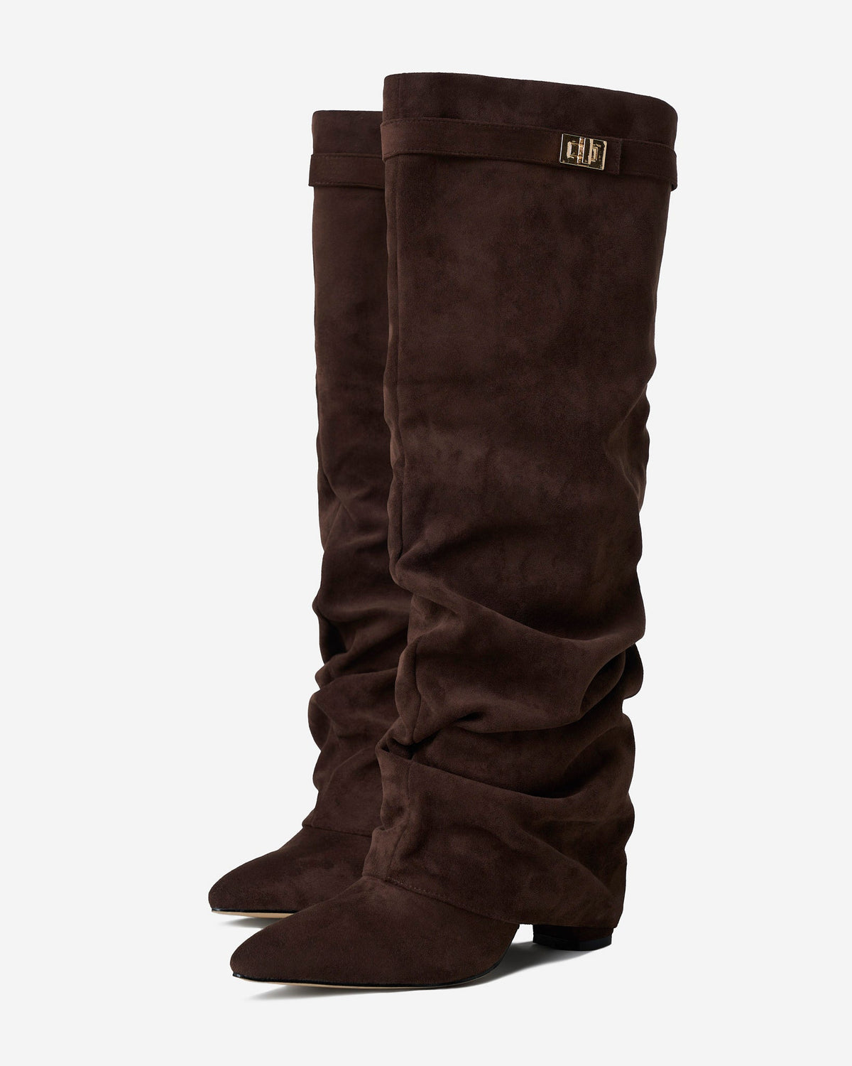 Marielle | Dark Brown Slouchy Suede Knee High Boots