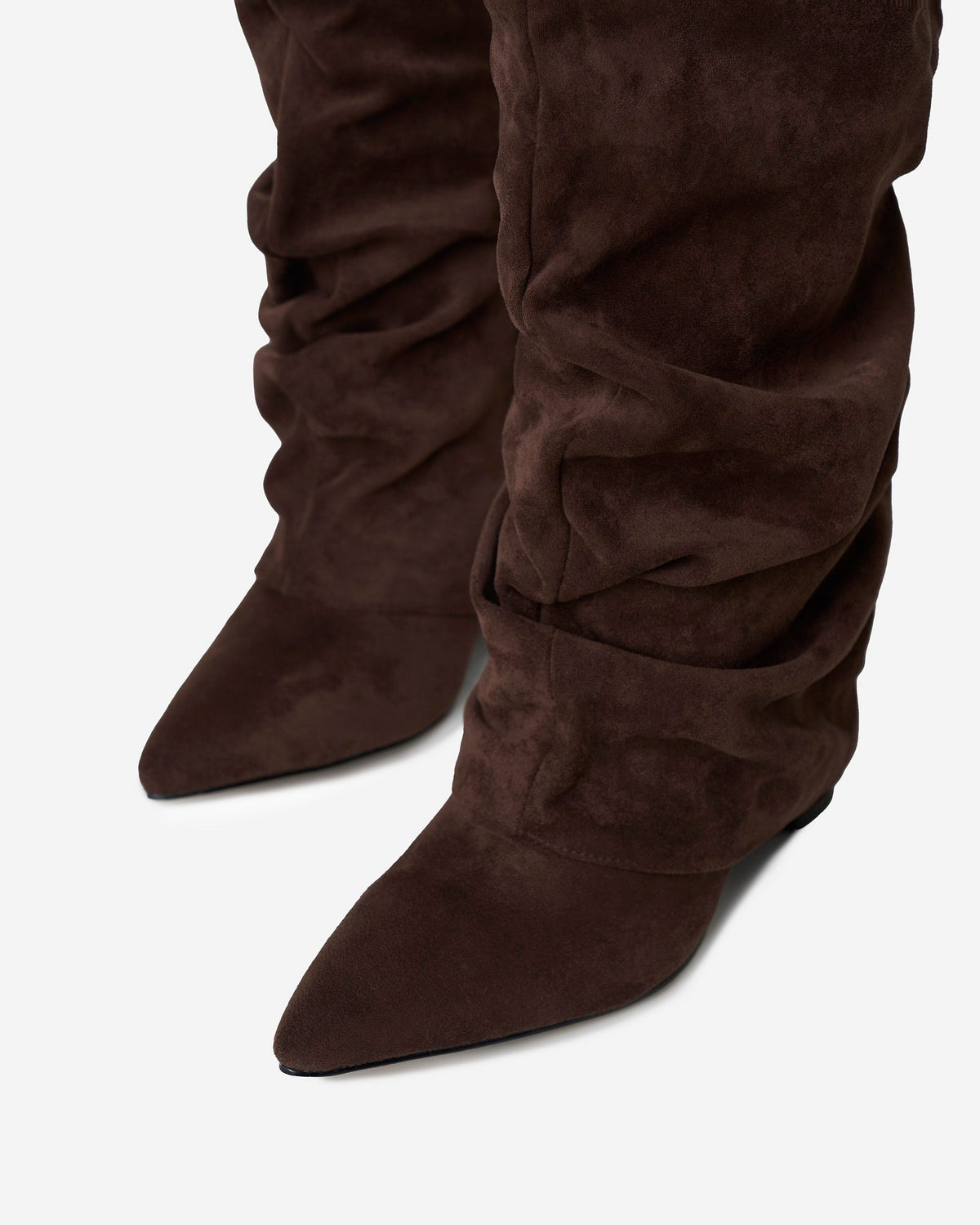Marielle | Dark Brown Slouchy Suede Knee High Boots