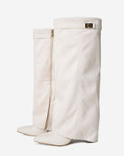 Aurelia | Cream Suede Knee High Boots