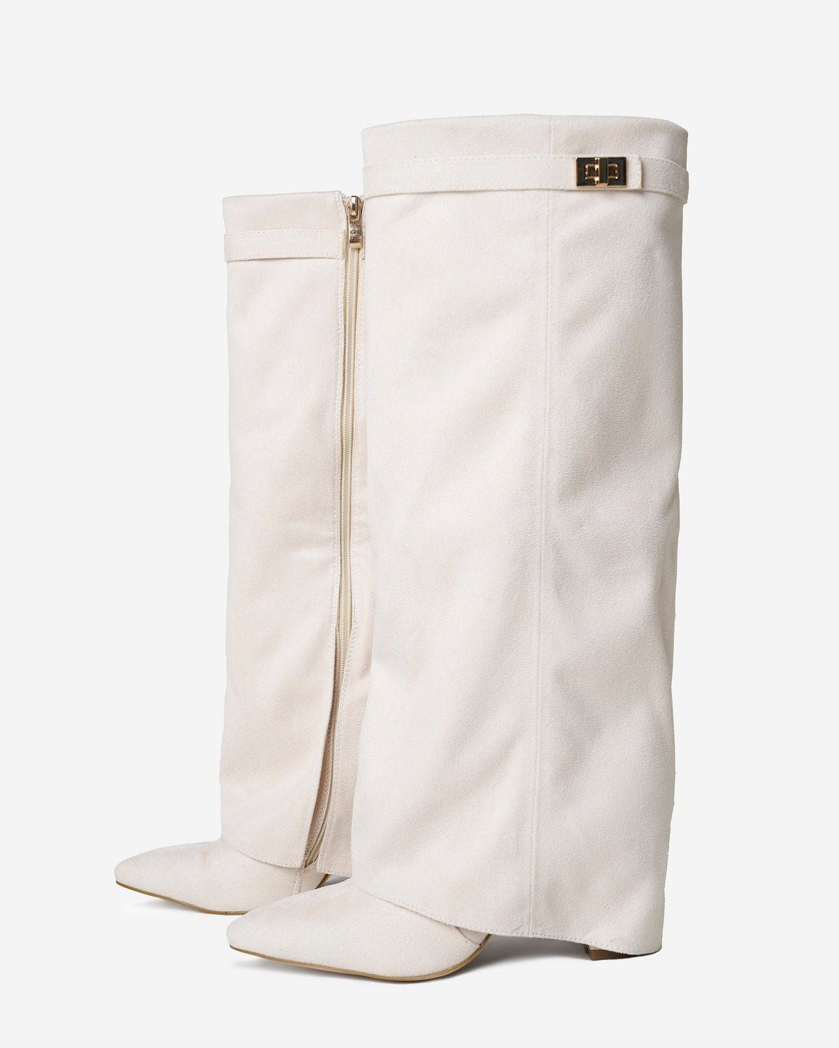 Aurelia | Cream Suede Knee High Boots