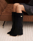 Delphine | Black Suede Knee High Boots