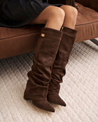Marielle | Dark Brown Slouchy Suede Knee High Boots