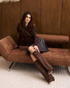 Margot | Dark Brown Suede Knee High Boots