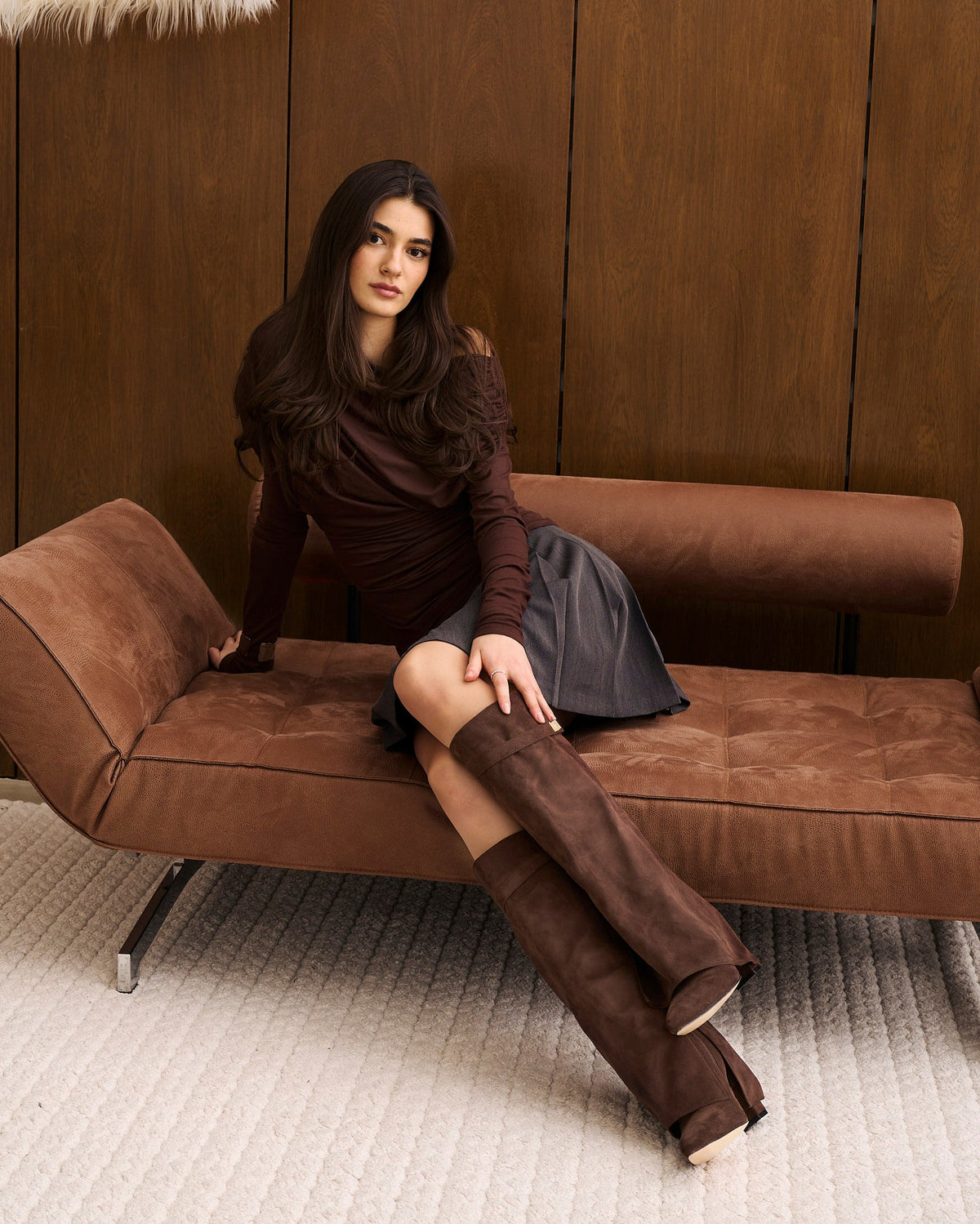 Margot | Dark Brown Suede Knee High Boots