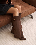 Margot | Dark Brown Suede Knee High Boots