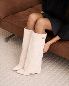 Aurelia | Cream Suede Knee High Boots