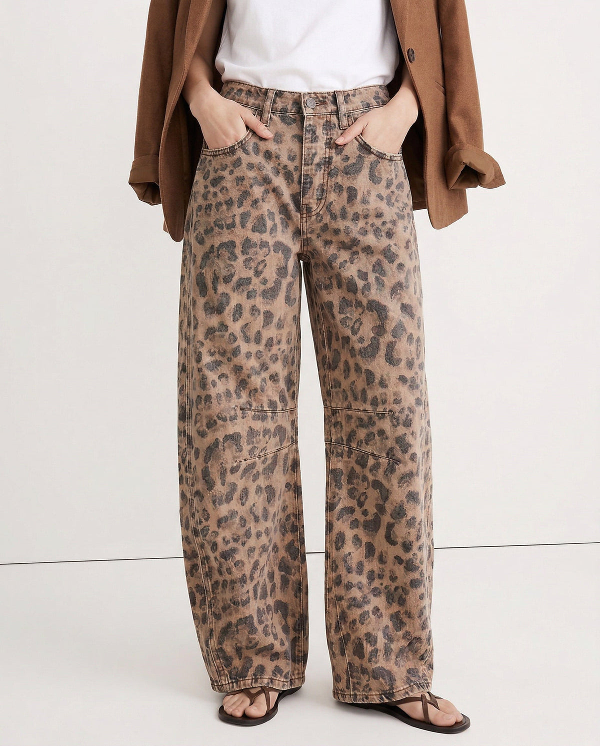 Women's Barrel-Leg Jeans Mid-Rise Wide Ankle-Length