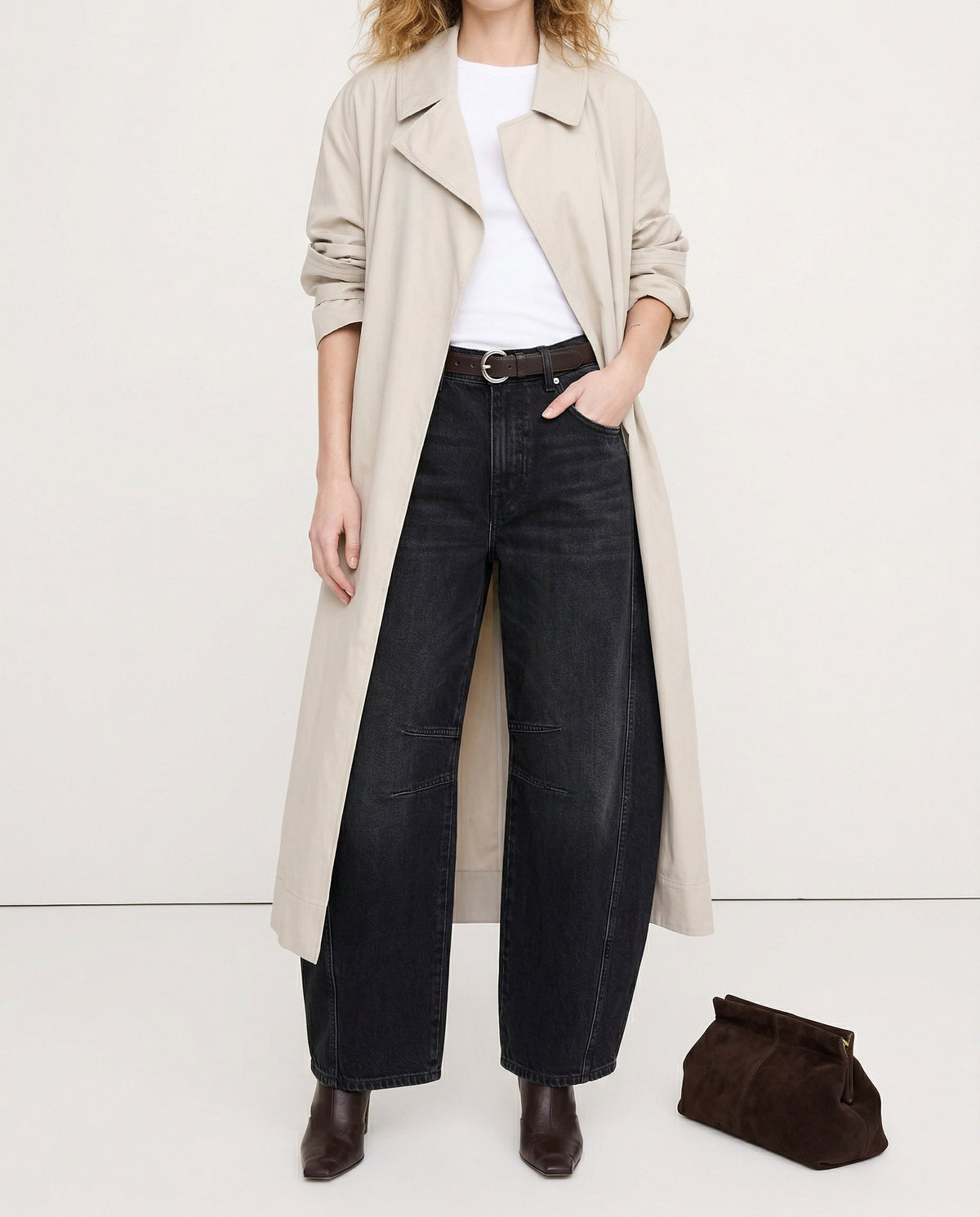 Women's Barrel-Leg Jeans Mid-Rise Wide Ankle-Length
