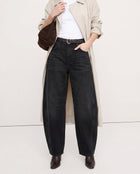 Women's Barrel-Leg Jeans Mid-Rise Wide Ankle-Length