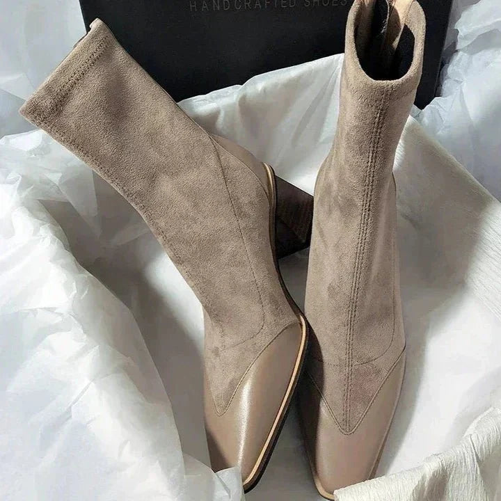 Gwendolyn | Suede Knee High Boots with Pointed Toe