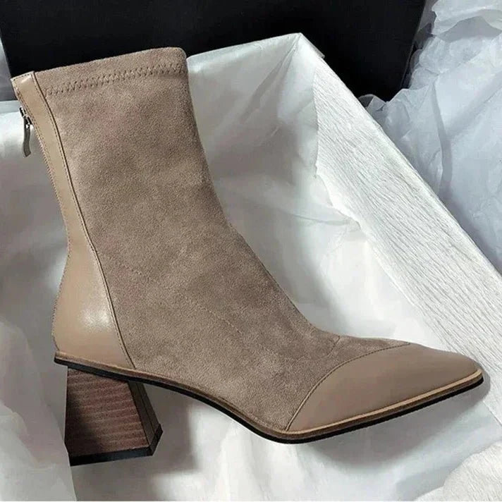 Gwendolyn | Suede Knee High Boots with Pointed Toe