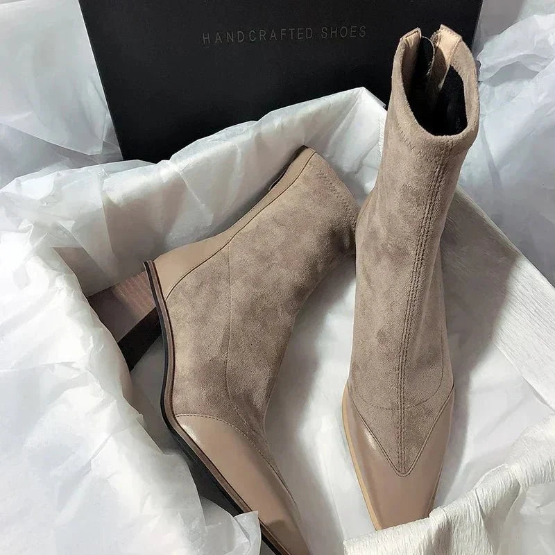 Gwendolyn | Suede Knee High Boots with Pointed Toe