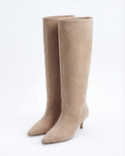 Alba | Beige Suede Knee High Boots
