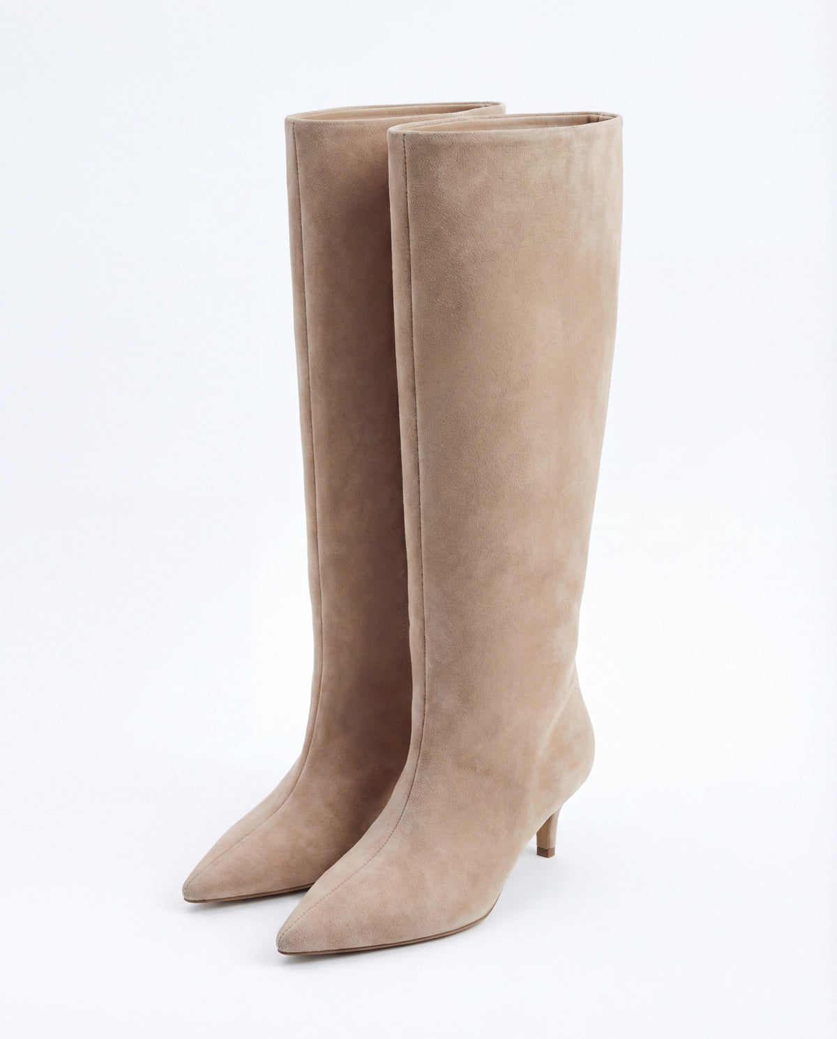 Alba | Beige Suede Knee High Boots