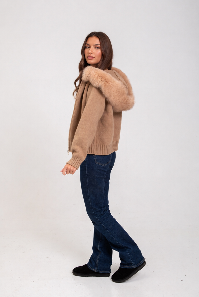Esme | Knit Fur Hooded Coat