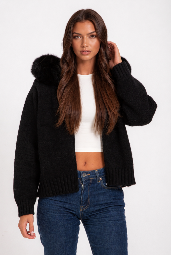 Esme | Knit Fur Hooded Coat