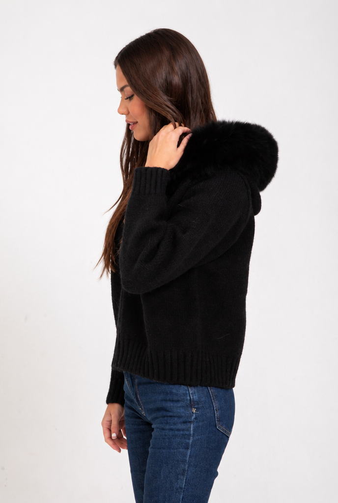Esme | Knit Fur Hooded Coat