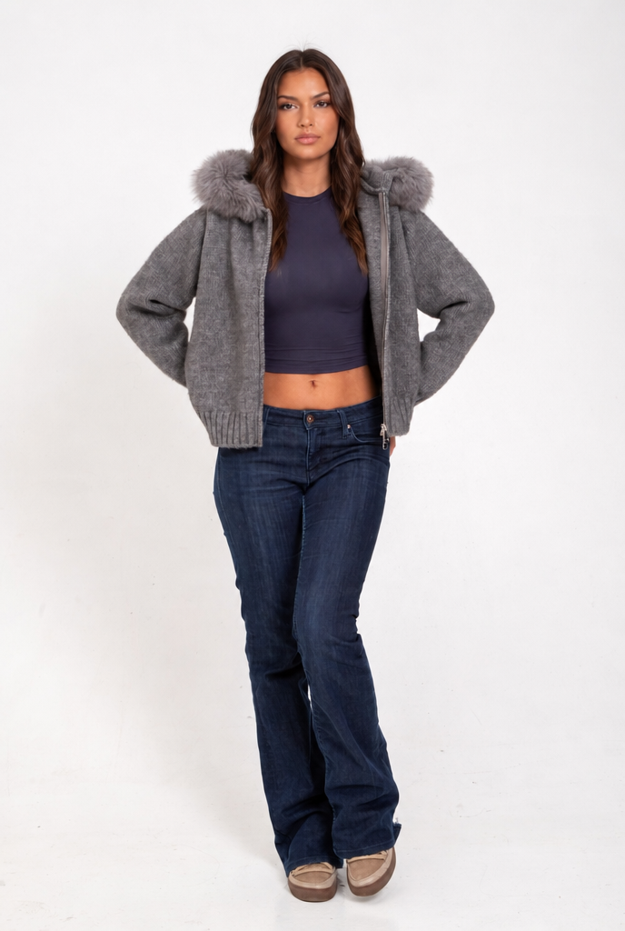 Esme | Knit Fur Hooded Coat