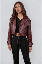 Vesper | Cropped Leather Biker Jacket