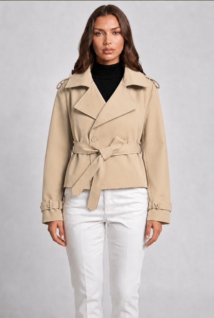 Maeve Cropped Belted Trench Jacket