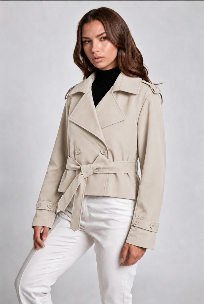 Maeve Cropped Belted Trench Jacket