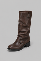 Dominica| Knee-High Biker Boots With Buckle Detail