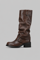 Dominica| Knee-High Biker Boots With Buckle Detail