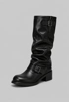 Dominica| Knee-High Biker Boots With Buckle Detail