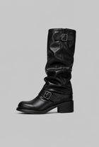 Dominica| Knee-High Biker Boots With Buckle Detail