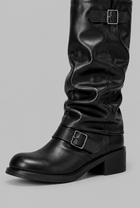 Dominica| Knee-High Biker Boots With Buckle Detail