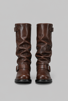 Dominica| Knee-High Biker Boots With Buckle Detail