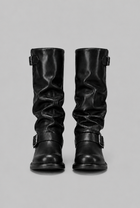 Dominica| Knee-High Biker Boots With Buckle Detail