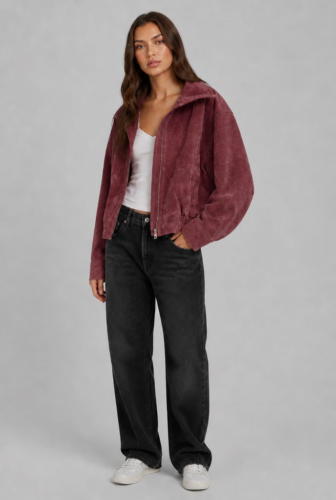 Senna | Oversized Suede Bomber Jacket