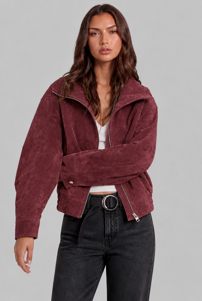 Senna | Oversized Suede Bomber Jacket