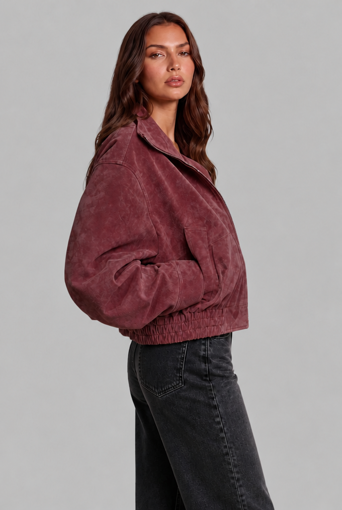 Senna | Oversized Suede Bomber Jacket