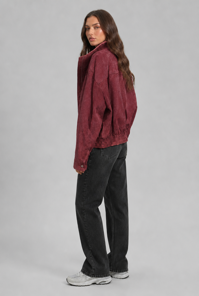 Senna | Oversized Suede Bomber Jacket