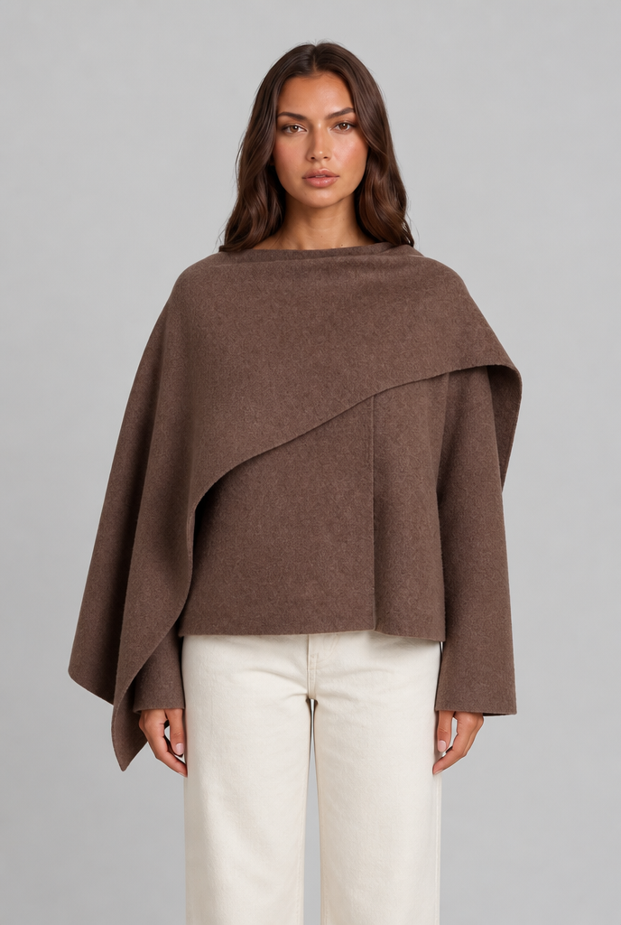 Colette | Draped Wool Cape Jacket