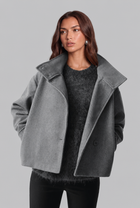 Delphine | Cropped Wool Jacket with Funnel Neck Collar