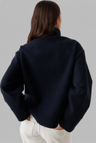 Delphine | Cropped Wool Jacket with Funnel Neck Collar