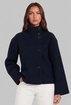 Delphine | Cropped Wool Jacket with Funnel Neck Collar