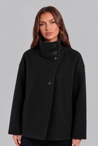 Delphine | Cropped Wool Jacket with Funnel Neck Collar