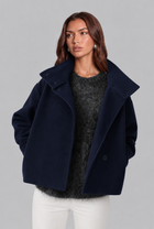 Delphine | Cropped Wool Jacket with Funnel Neck Collar