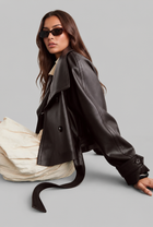 Camille | Cropped Leather Jacket with Belt