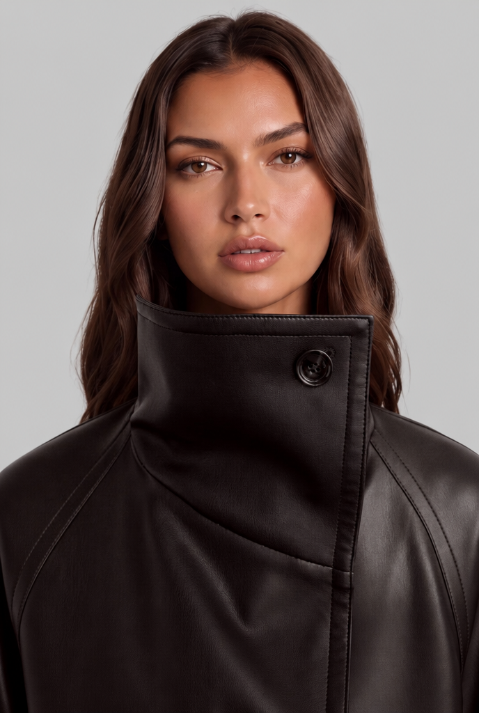 Camille | Cropped Leather Jacket with Belt