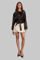 Camille | Cropped Leather Jacket with Belt