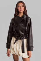 Camille | Cropped Leather Jacket with Belt