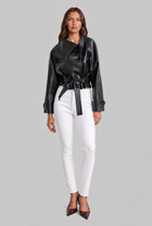 Camille | Cropped Leather Jacket with Belt
