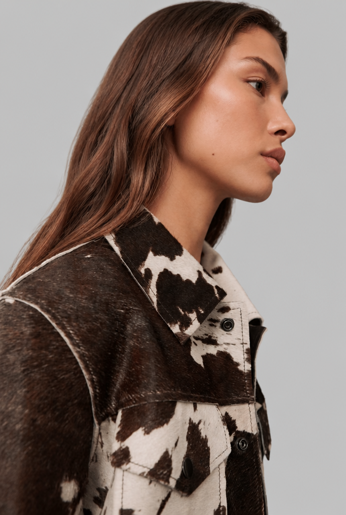 Tessa | Cow Print Denim Jacket